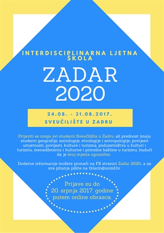 Poziv na ljetnu školu „Zadar 2020“